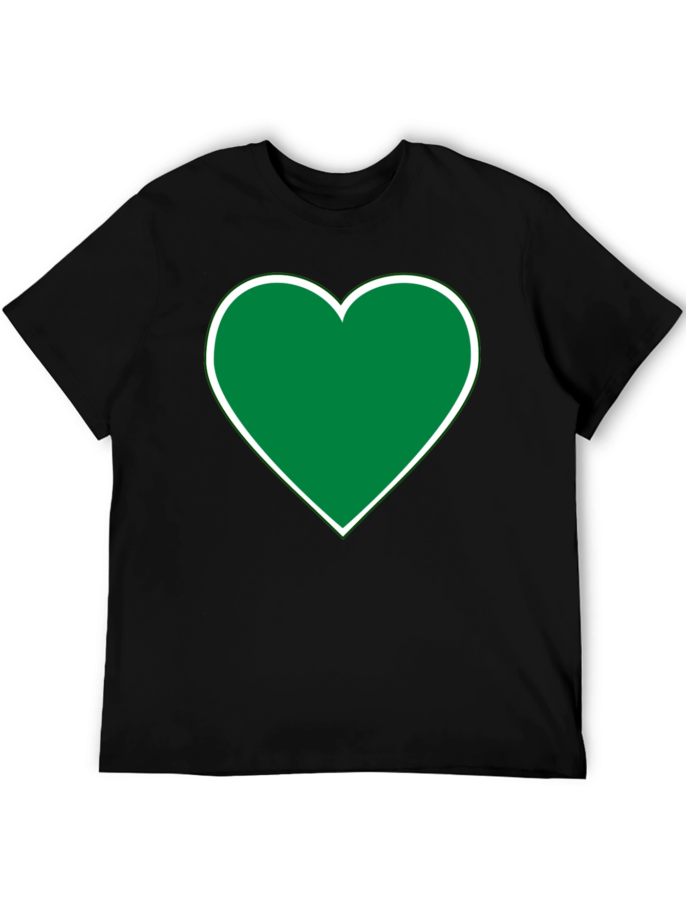 Green Heart Graphic Black T-Shirt