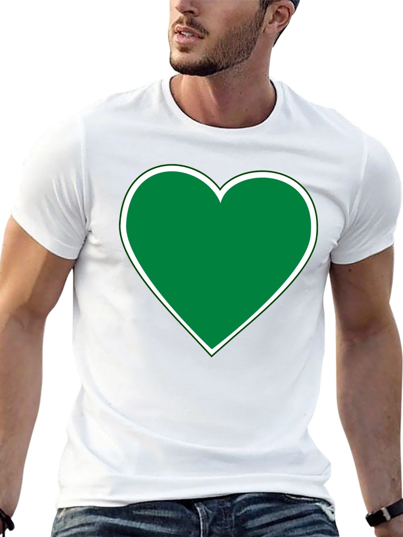 Green Heart Graphic Black T-Shirt