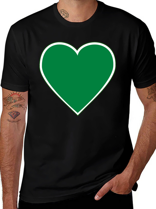 Green Heart Graphic Black T-Shirt