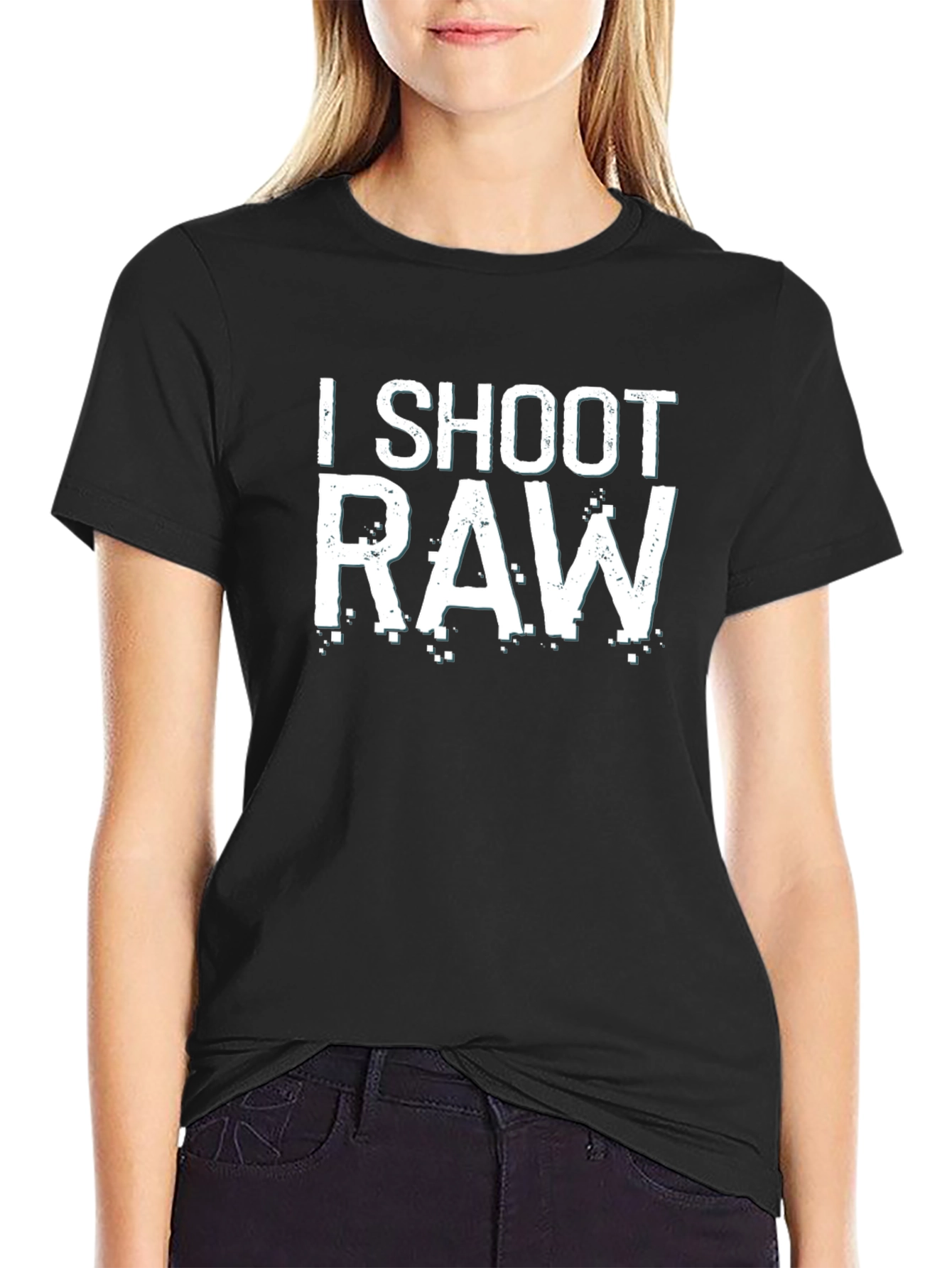 I Shoot RAW Black Cotton Graphic T-Shirt Photography