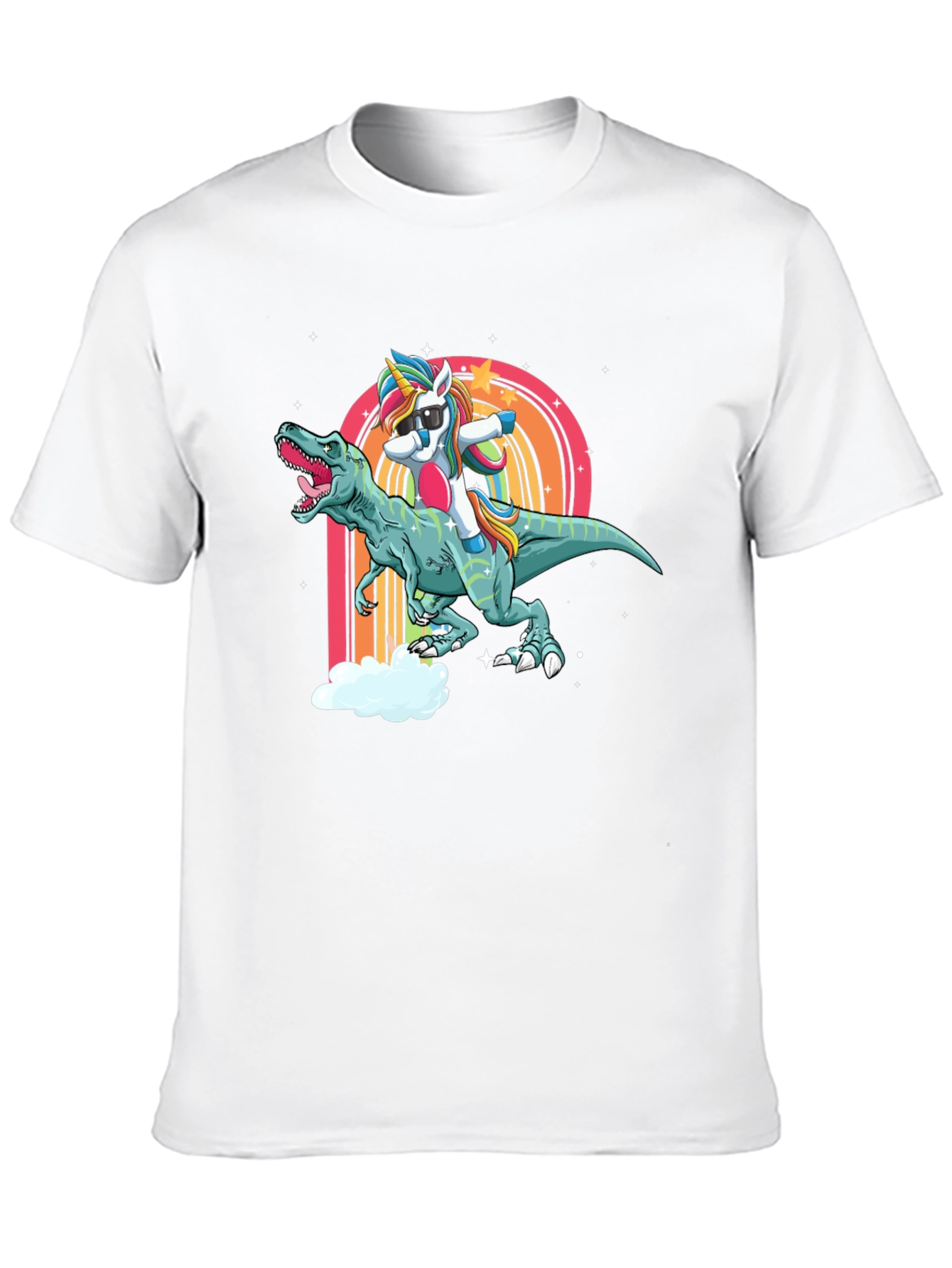 Dabbing Unicorn Riding Dinosaur Mens T-Shirt