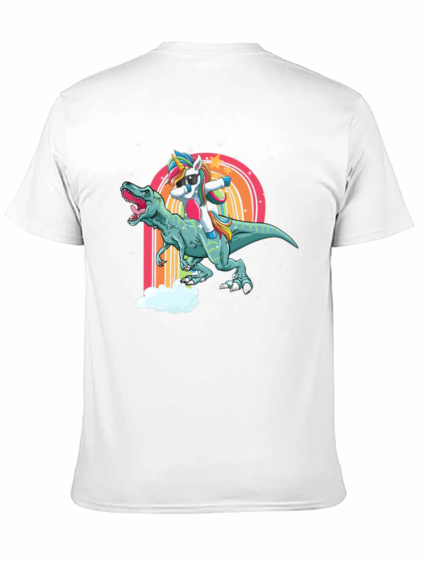Dabbing Unicorn Riding Dinosaur Mens T-Shirt