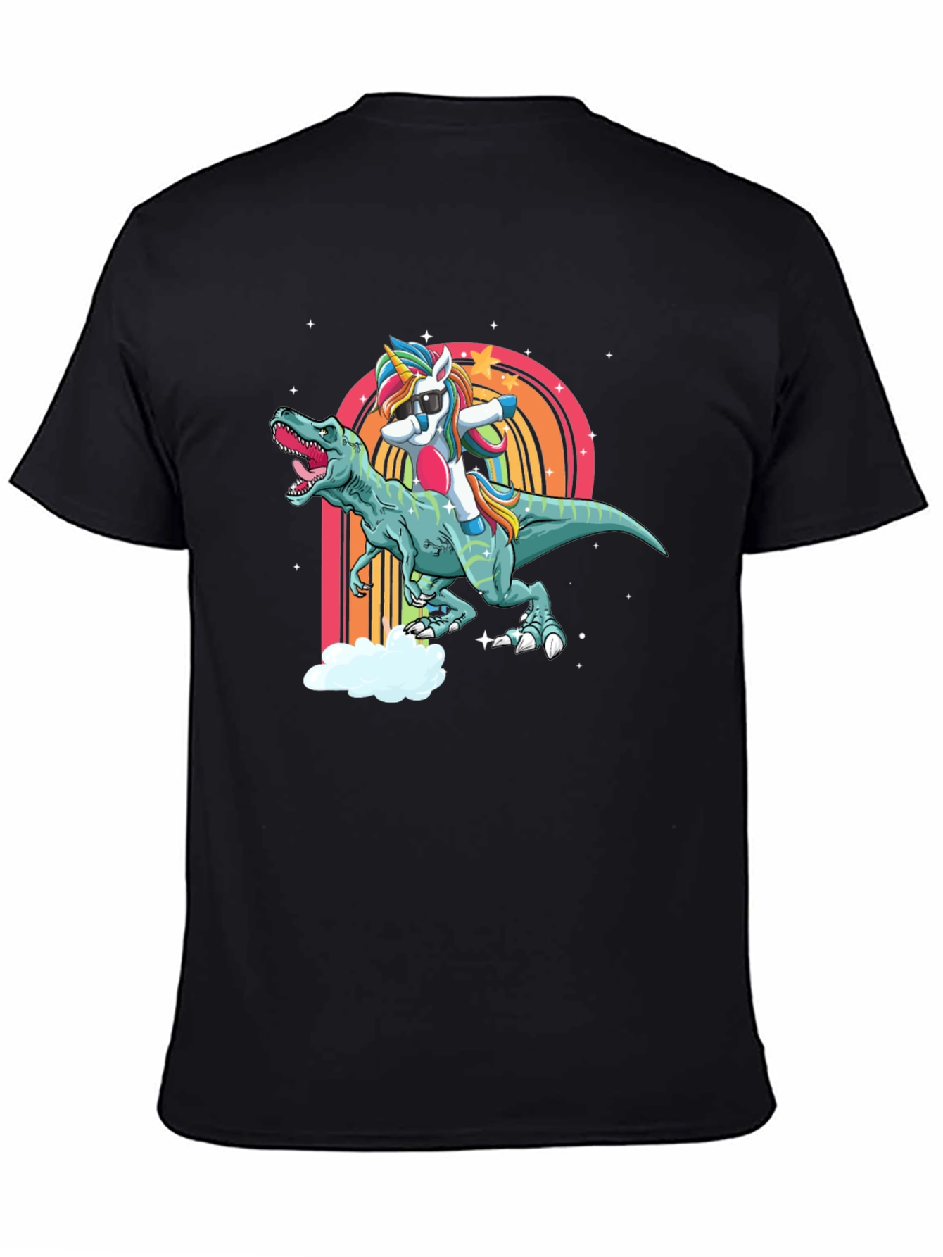 Dabbing Unicorn Riding Dinosaur Mens T-Shirt