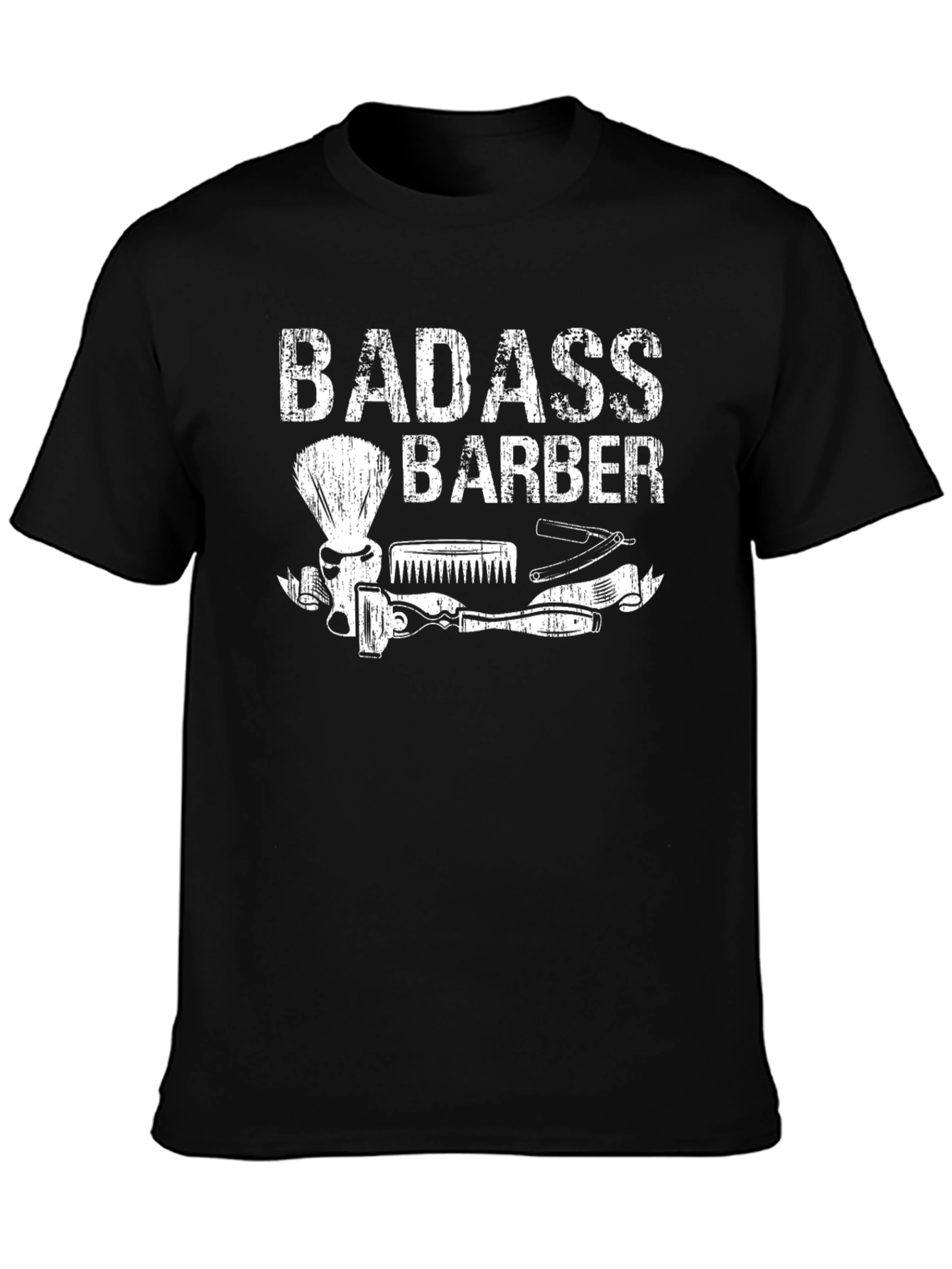 Badass Barber Black T-Shirt Cool Hairdresser Gift