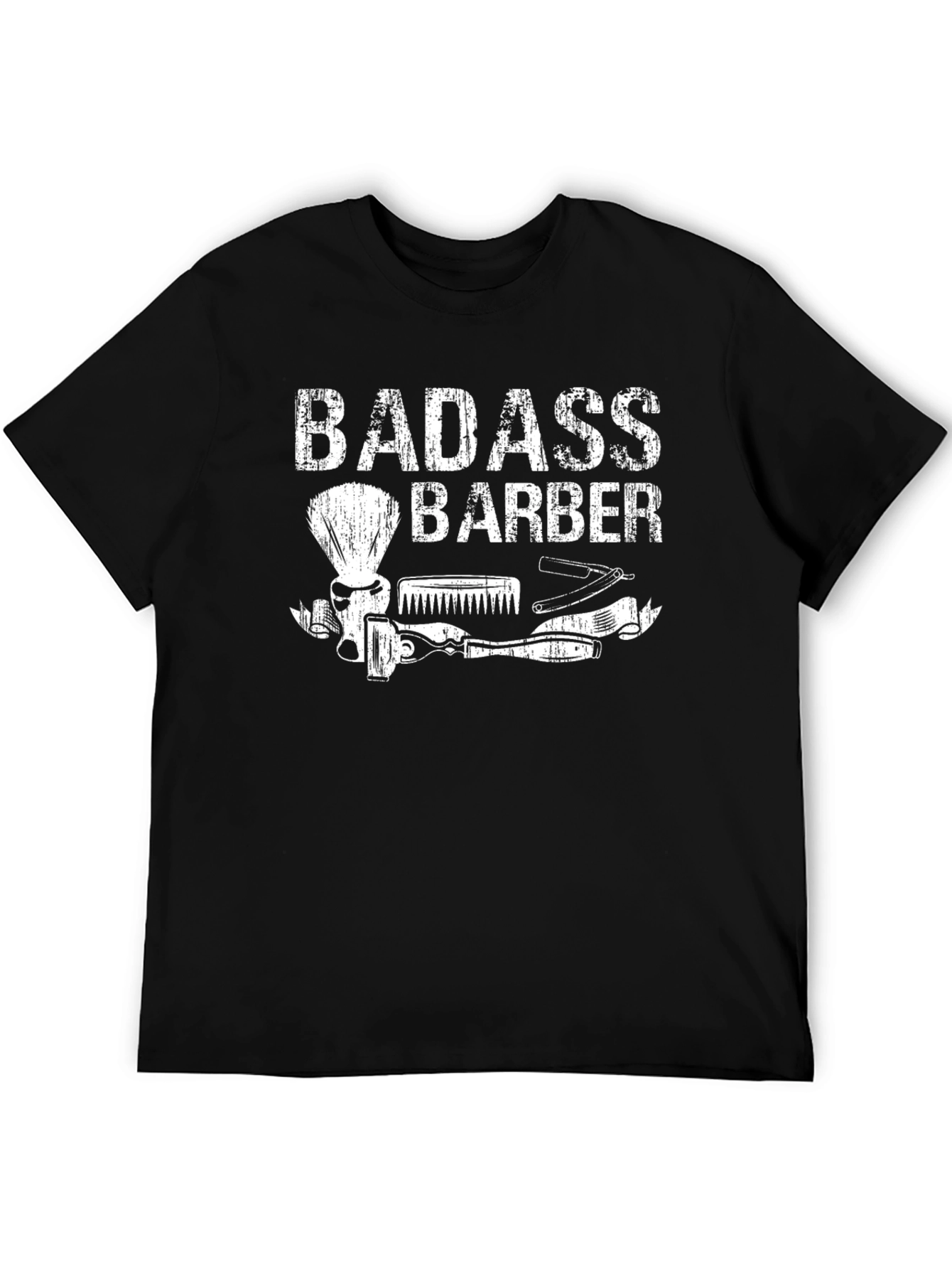 Badass Barber Black T-Shirt Cool Hairdresser Gift