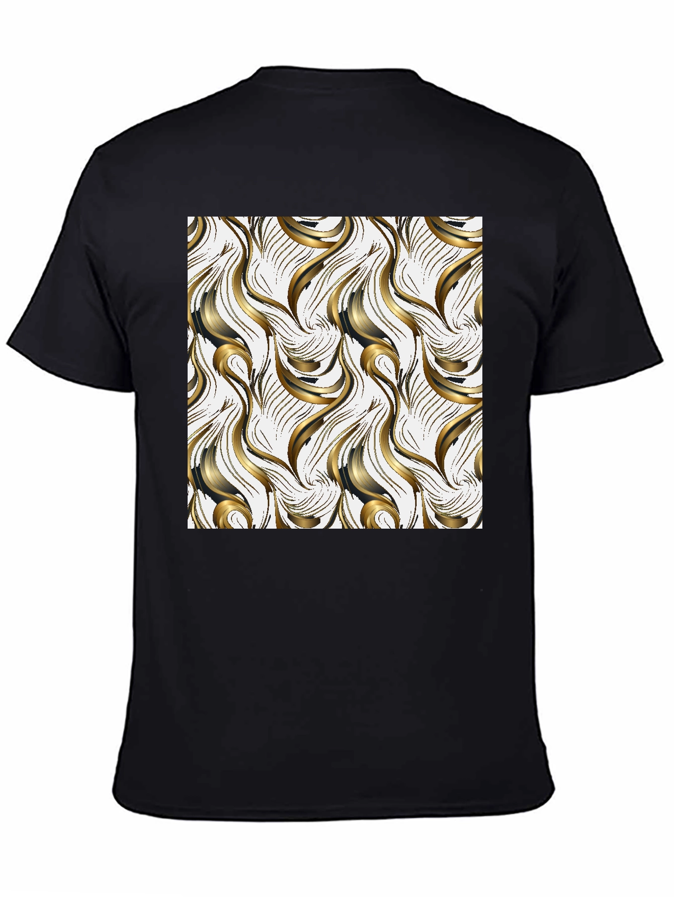 Stylish Black T-Shirt with Abstract Gold Design