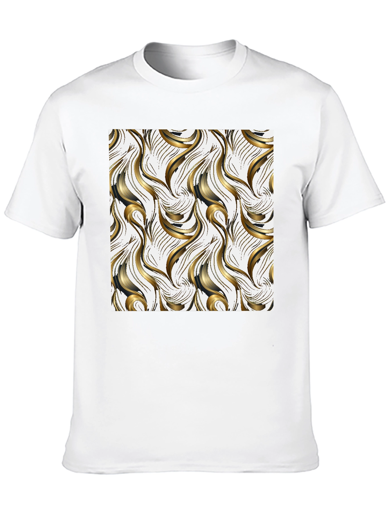 Stylish Black T-Shirt with Abstract Gold Design