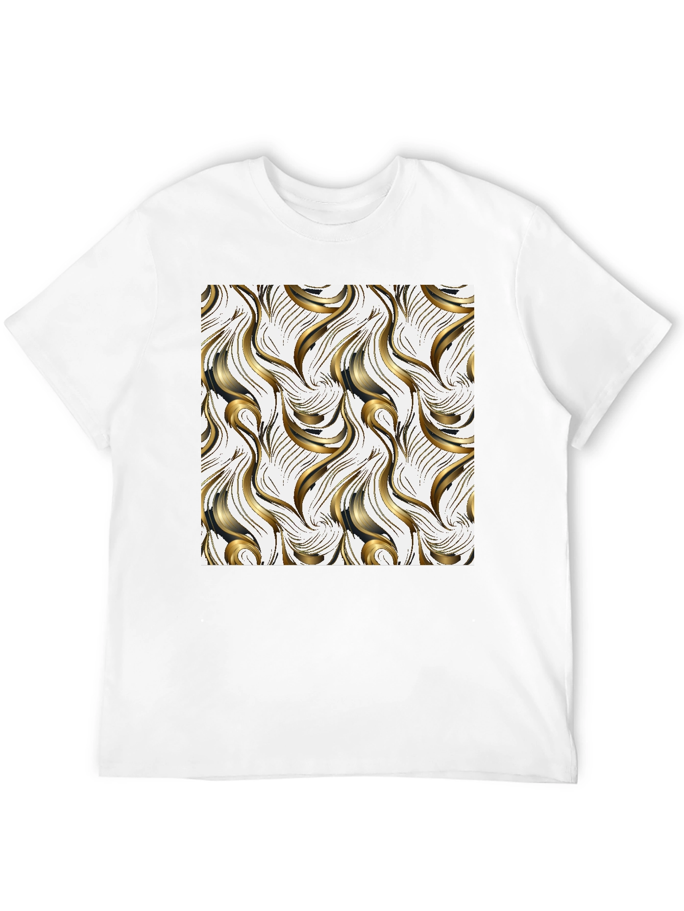 Stylish Black T-Shirt with Abstract Gold Design