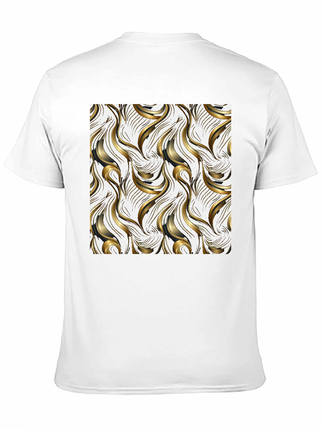 Stylish Black T-Shirt with Abstract Gold Design