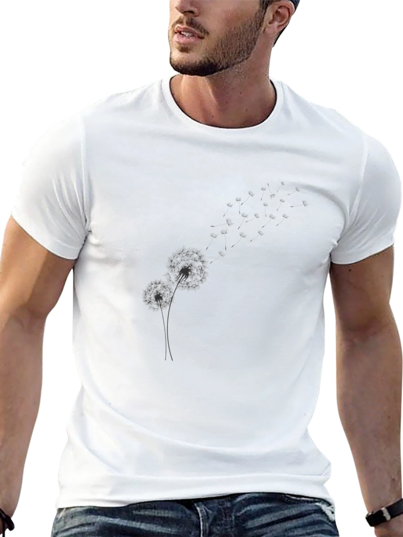Dandelion Graphic Print Black T-Shirt