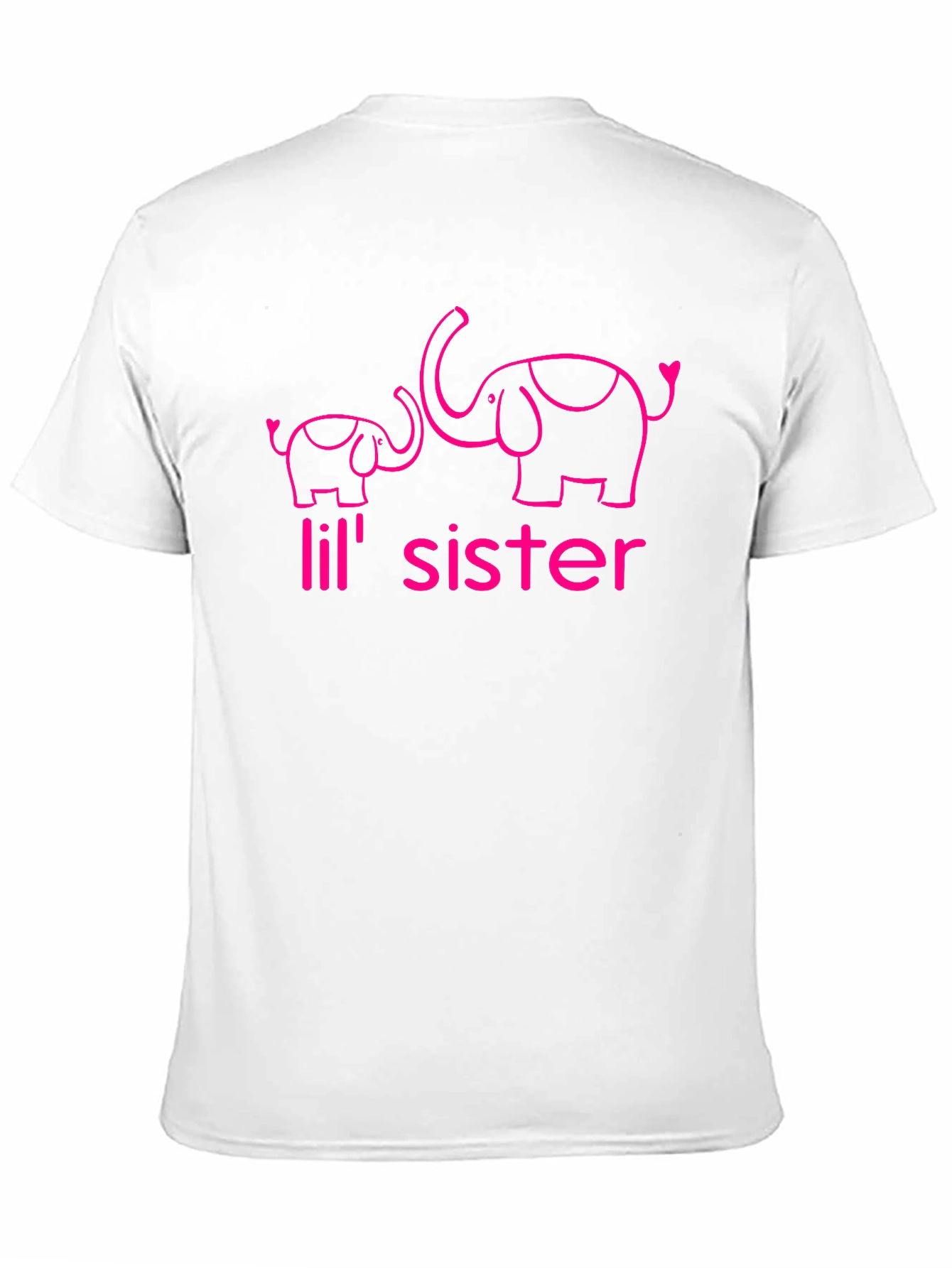 Cute Lil Sister Elephant Graphic Tee - Black