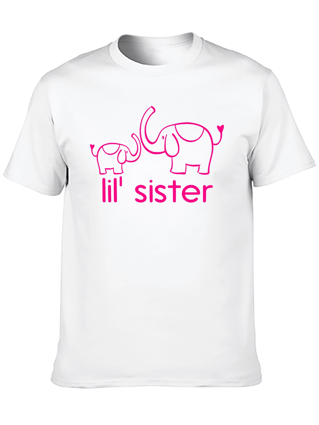 Cute Lil Sister Elephant Graphic Tee - Black