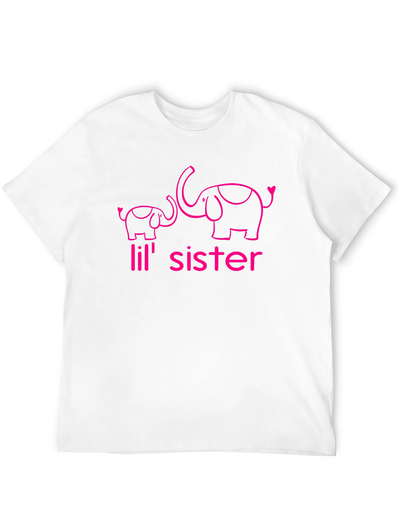 Cute Lil Sister Elephant Graphic Tee - Black