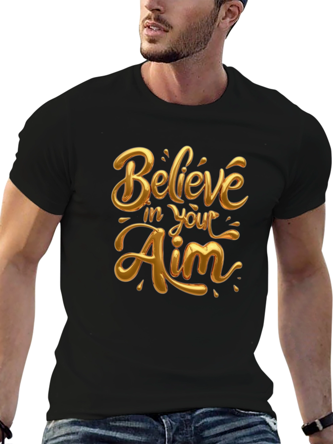 Believe in Your Aim Black Graphic Tee