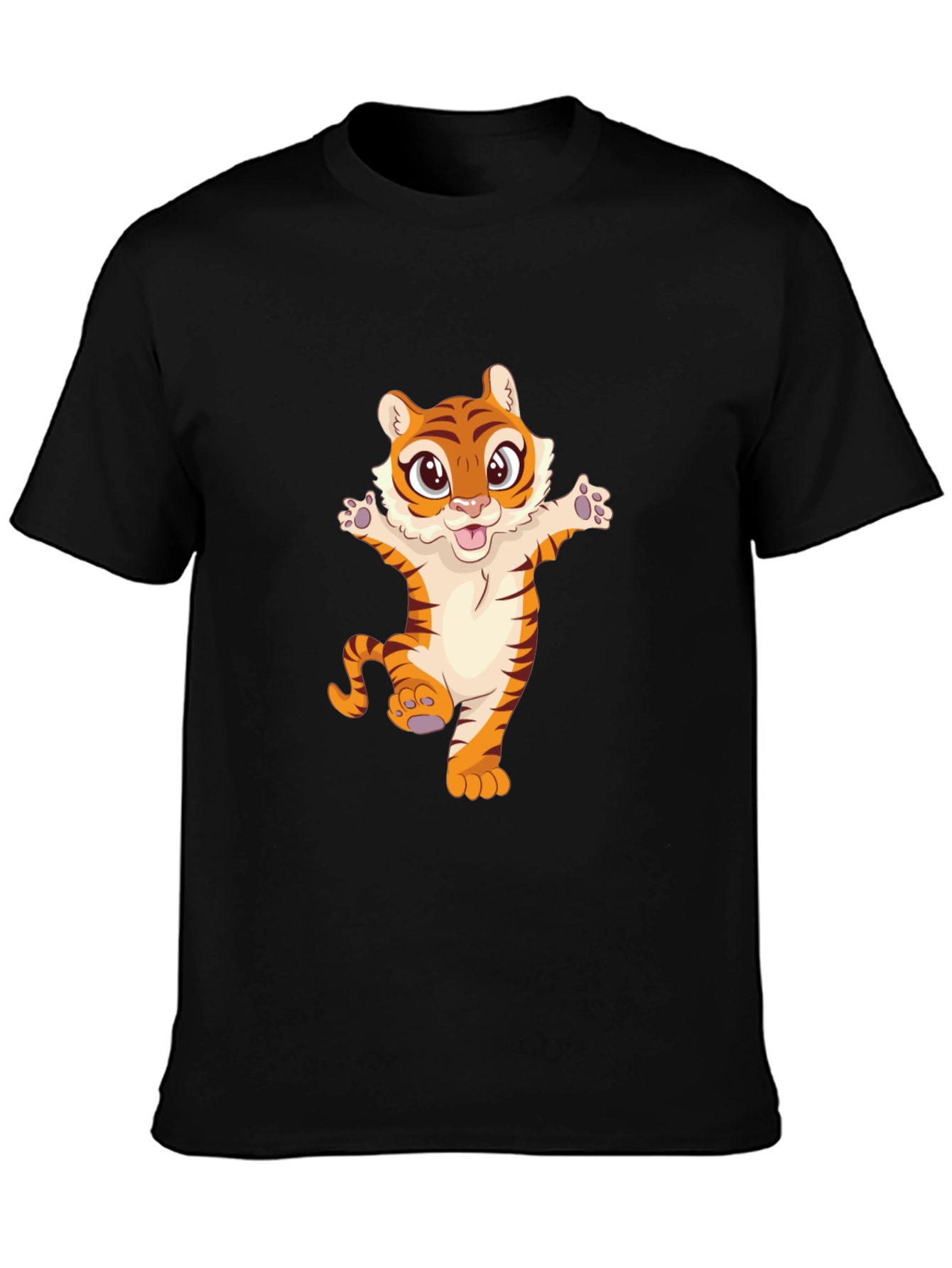 Cute Tiger Graphic Tee - Black Unisex T-Shirt