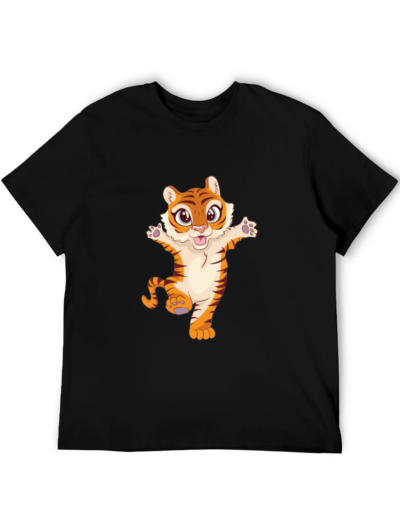 Cute Tiger Graphic Tee - Black Unisex T-Shirt
