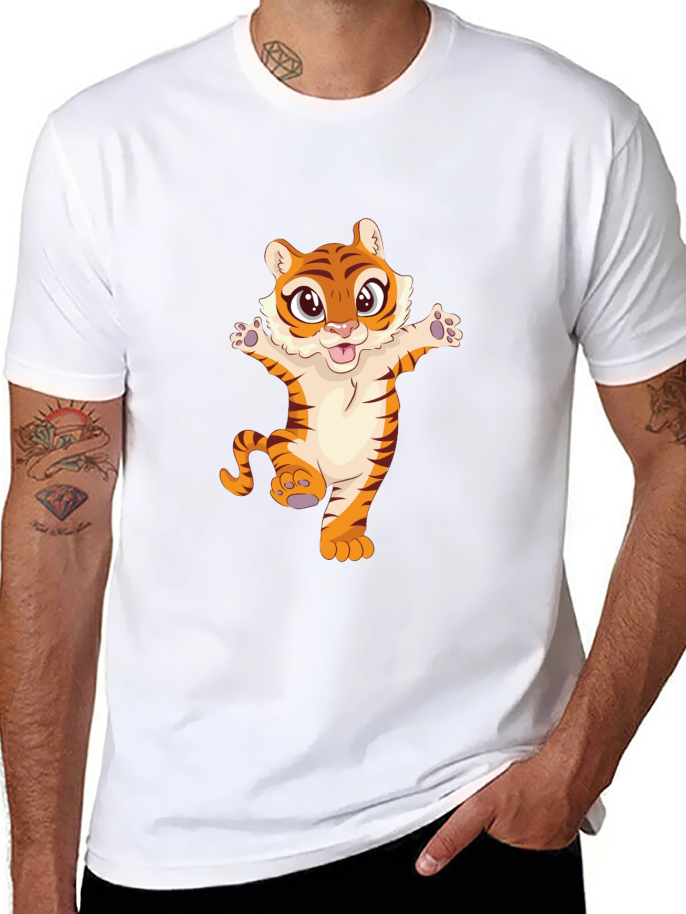 Cute Tiger Graphic Tee - Black Unisex T-Shirt