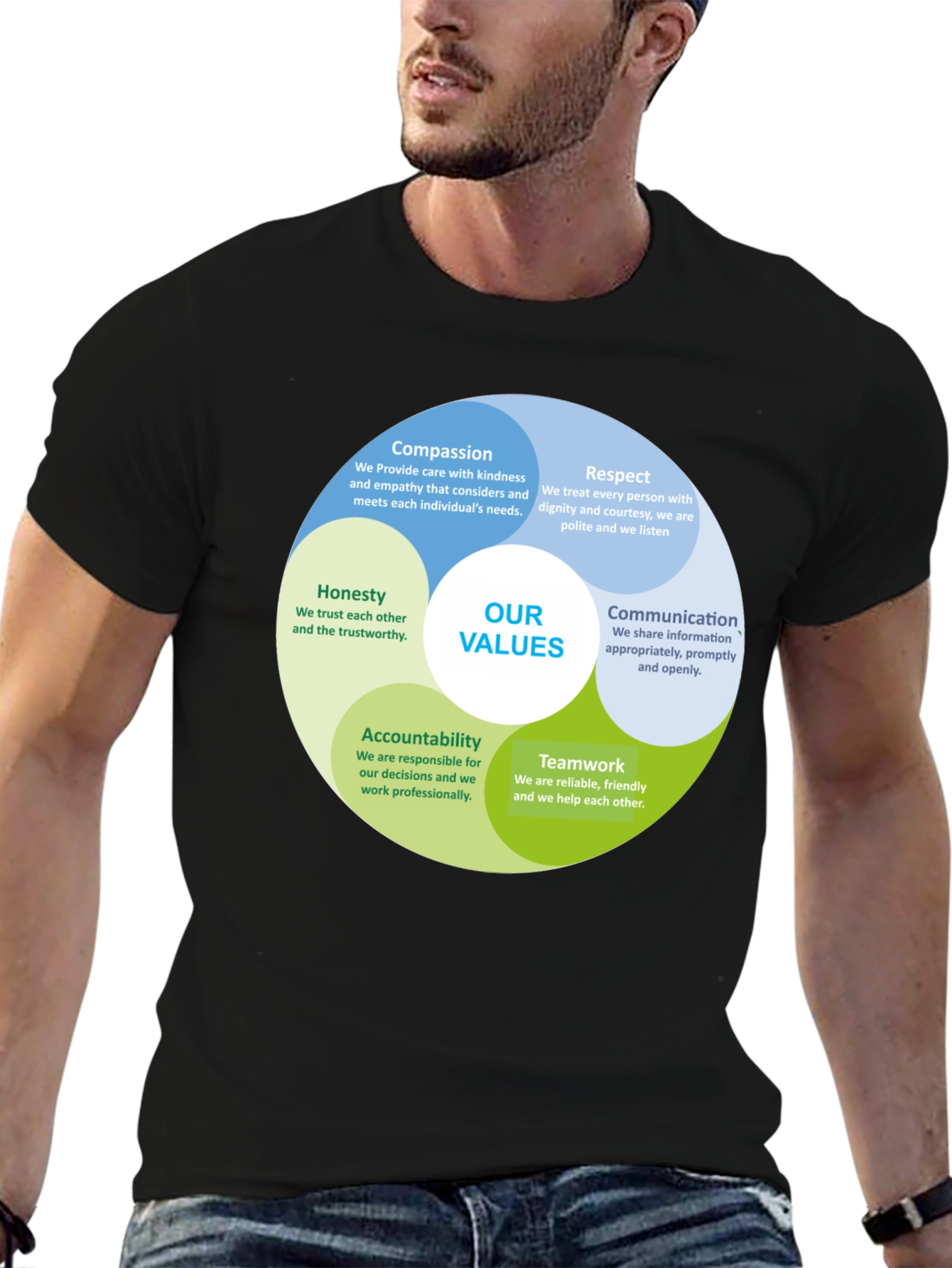 Values Black Crew Neck T-Shirt