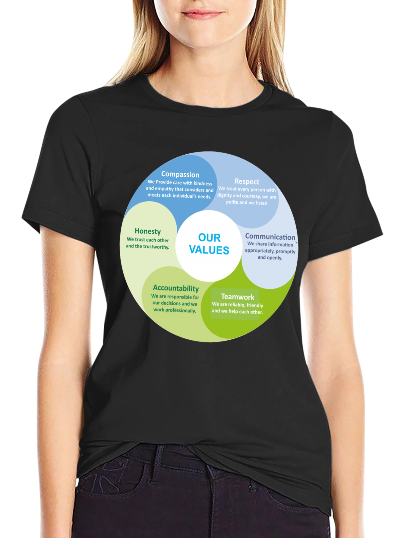 Values Black Crew Neck T-Shirt