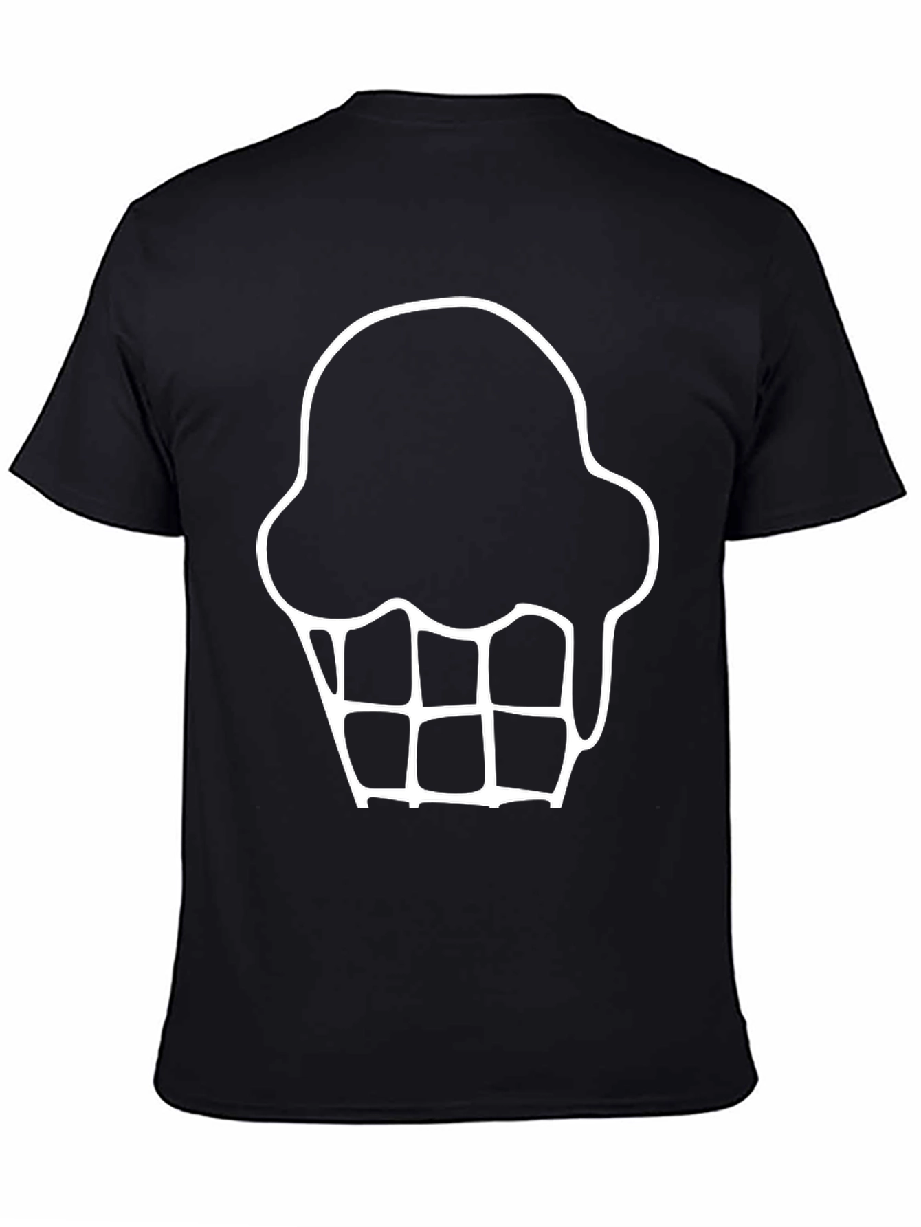 Ice Cream Cone Graphic Tee - Black Cotton T-Shirt