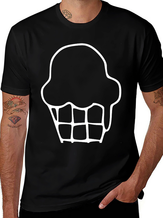 Ice Cream Cone Graphic Tee - Black Cotton T-Shirt