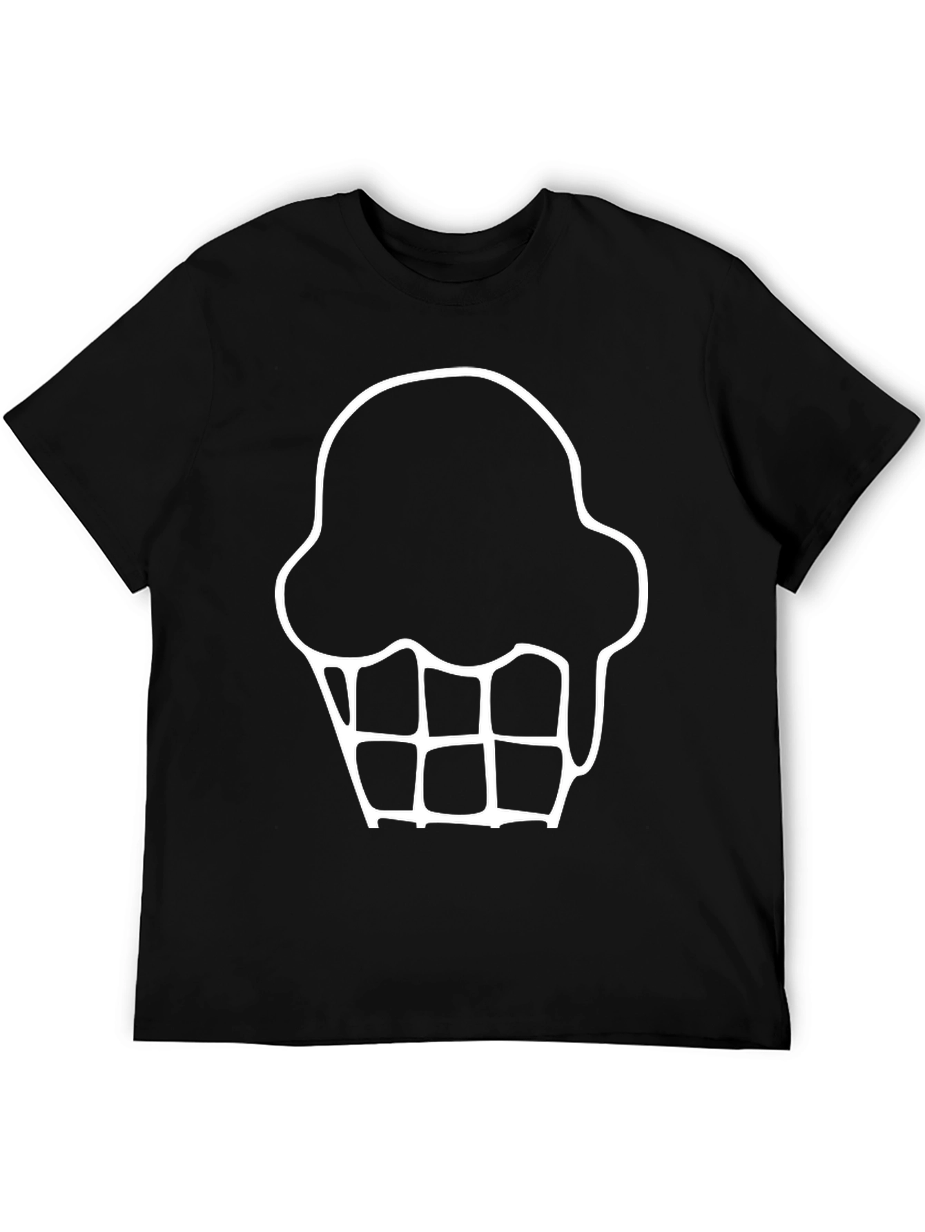 Ice Cream Cone Graphic Tee - Black Cotton T-Shirt