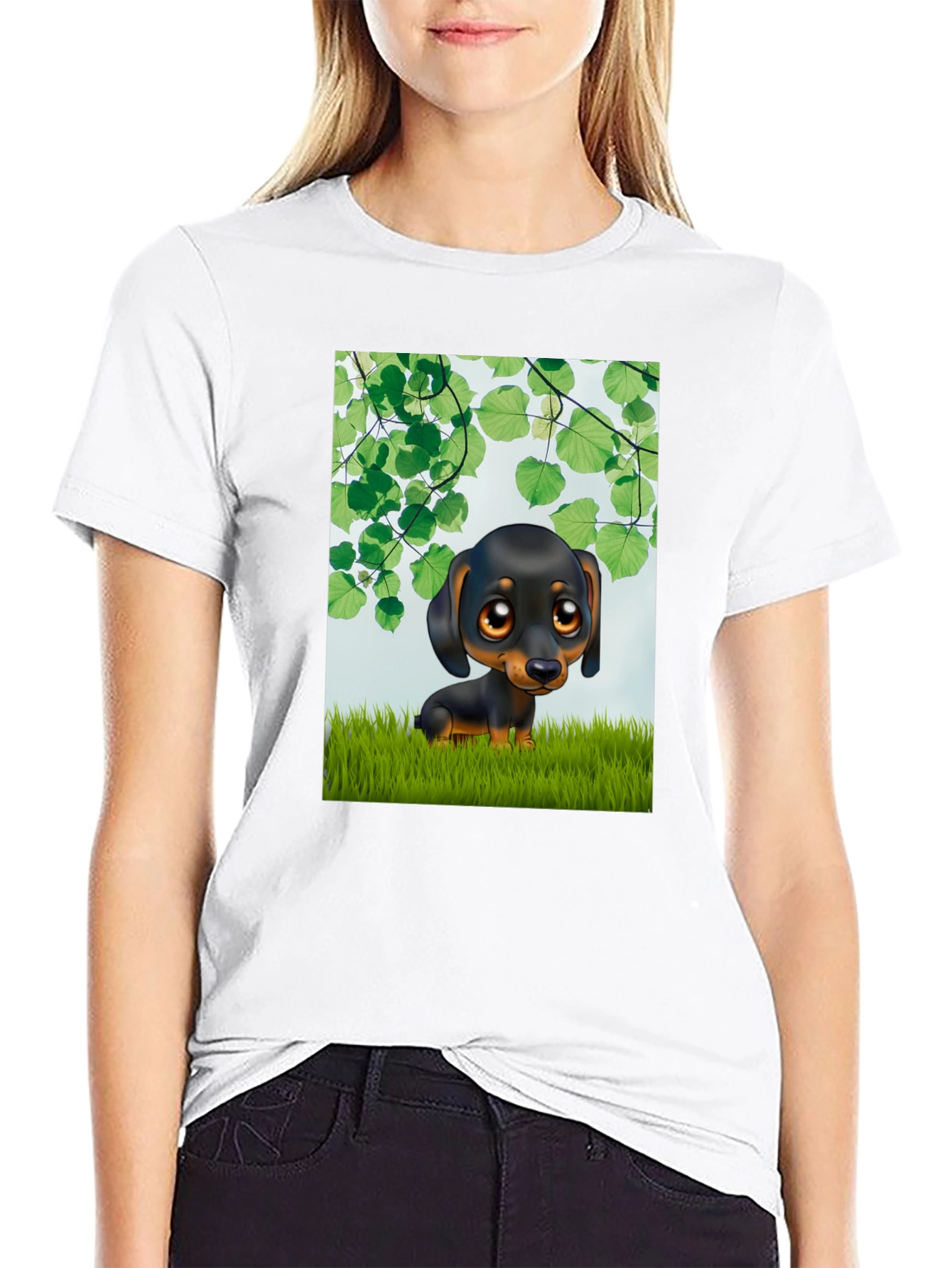 Cartoon Dachshund T-Shirt - Cute Dog Graphic Tee