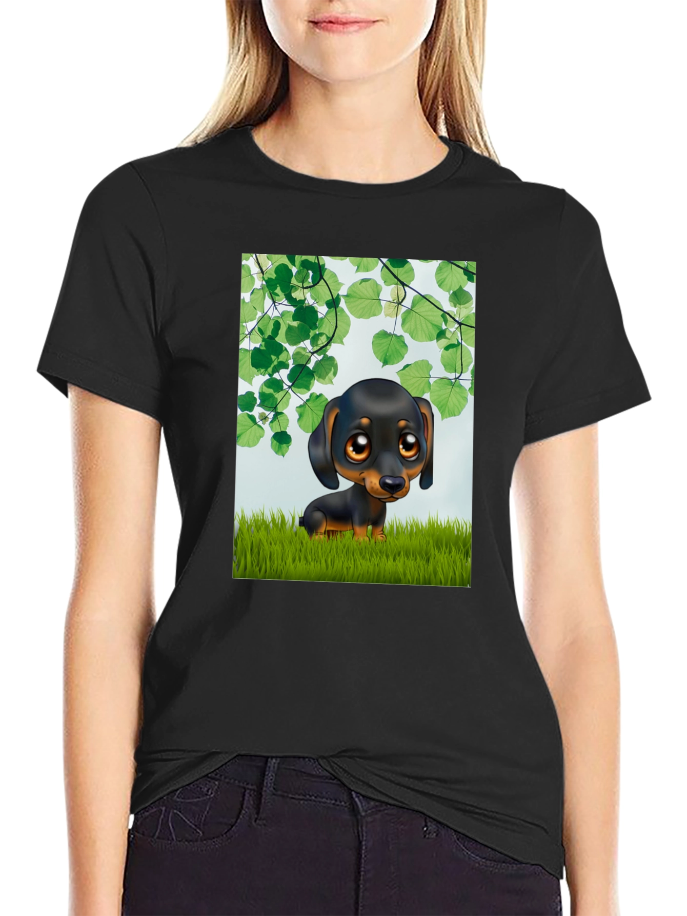 Cartoon Dachshund T-Shirt - Cute Dog Graphic Tee