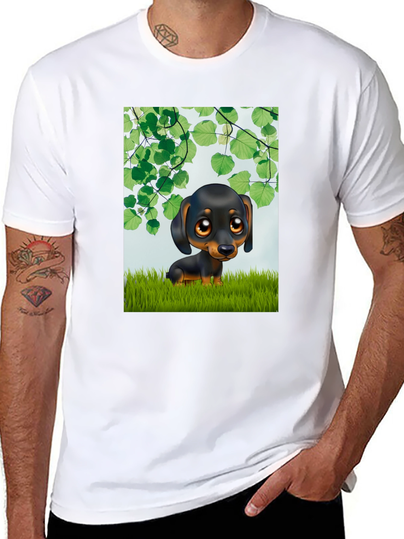 Cartoon Dachshund T-Shirt - Cute Dog Graphic Tee