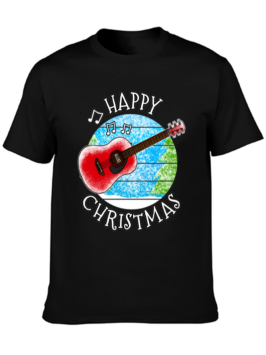 Happy Christmas Guitar Graphic T-Shirt