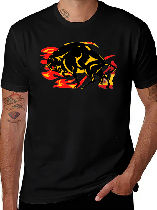 Fiery Bull Graphic Tee - Black
