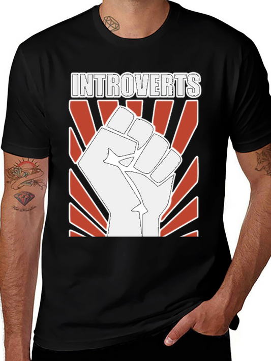 Introverts Fist Graphic Tee - Black Cotton T-Shirt