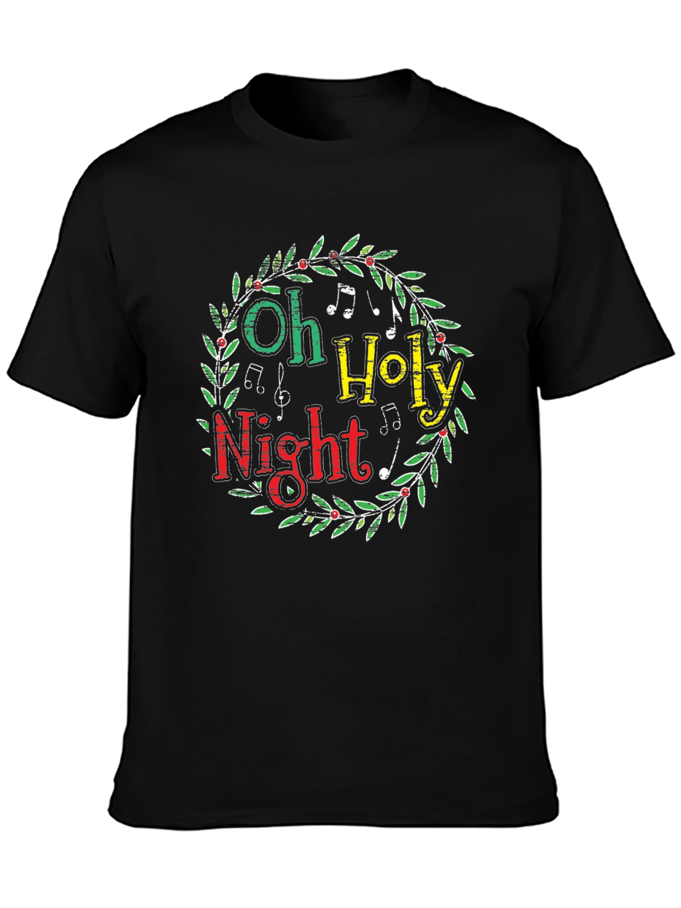 Oh Holy Night Christmas Wreath Graphic Tee