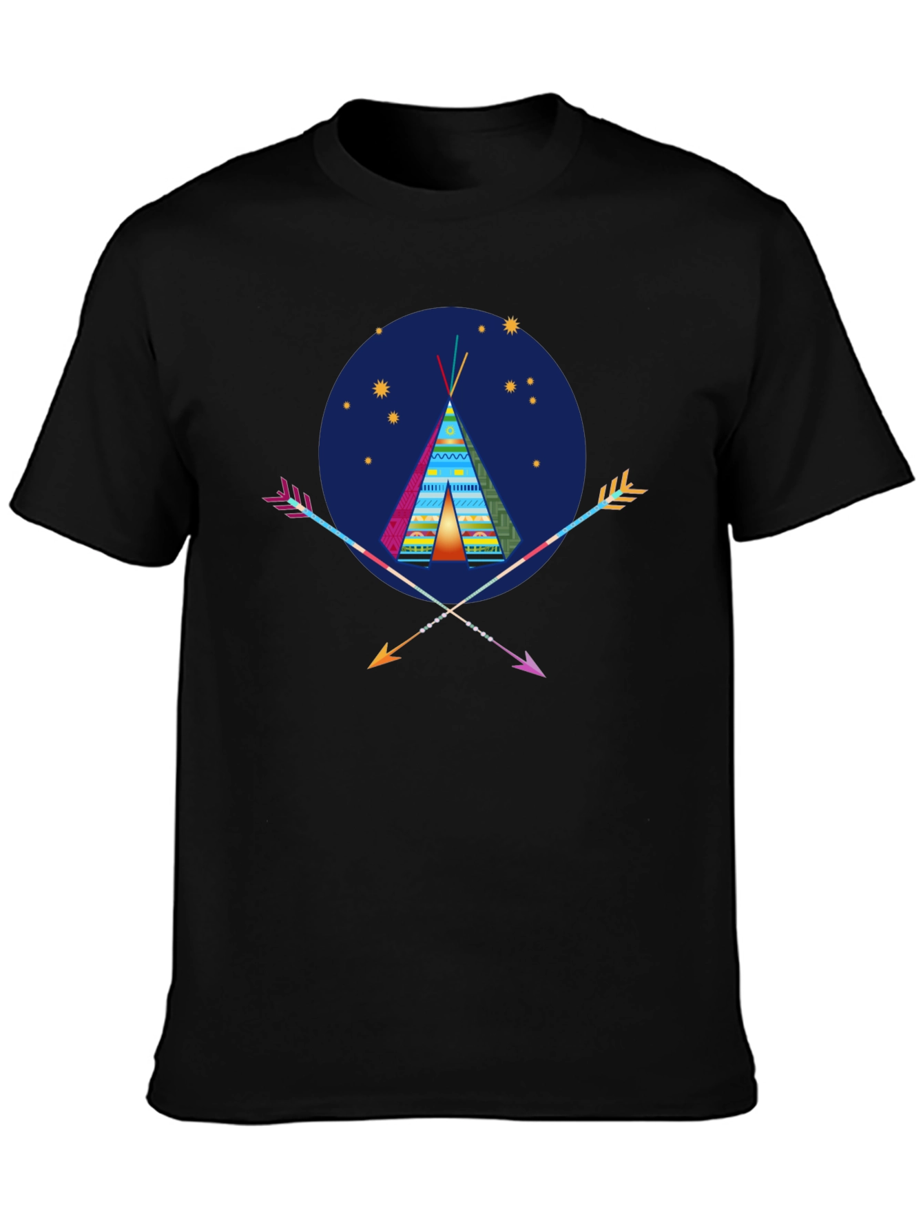 Tribal Tee: Native American Teepee & Arrow Graphic T-Shirt