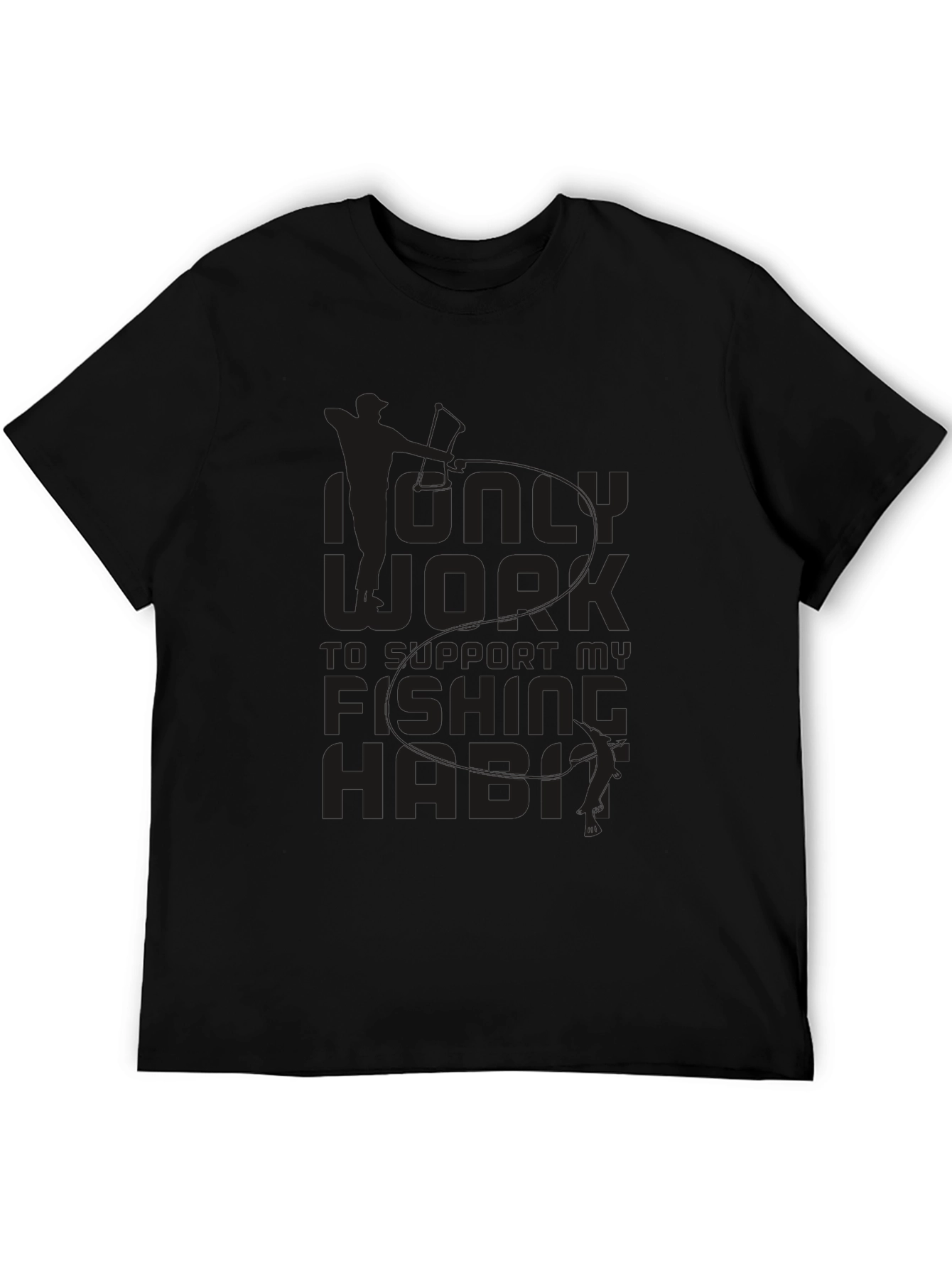 Fishing Habit T-Shirt - Black Crew Neck Tee