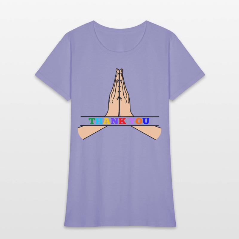 Namaste with colored text in recess 'THANK YOU'