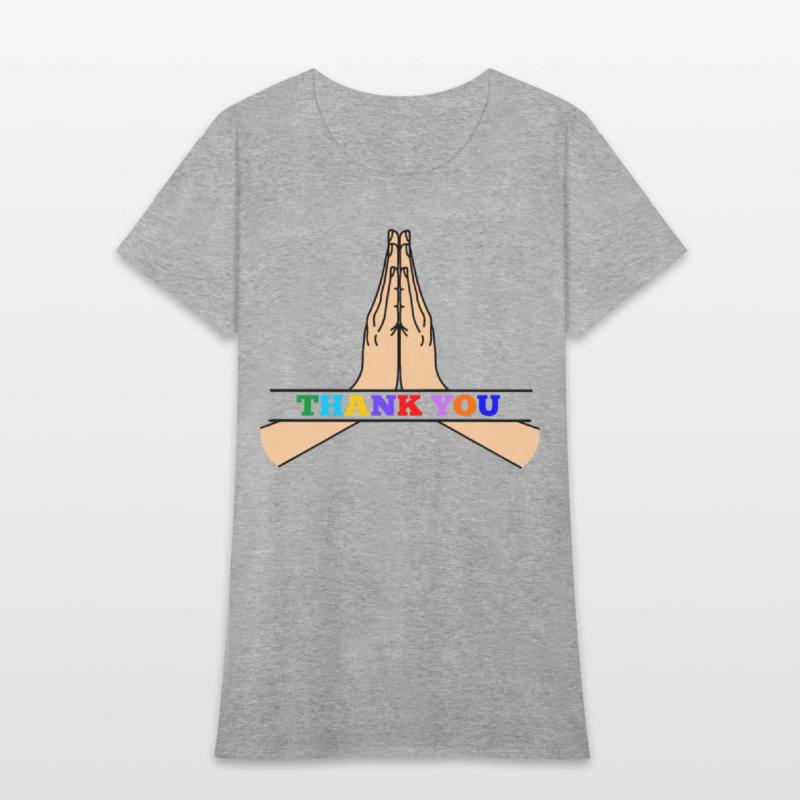 Namaste with colored text in recess 'THANK YOU'