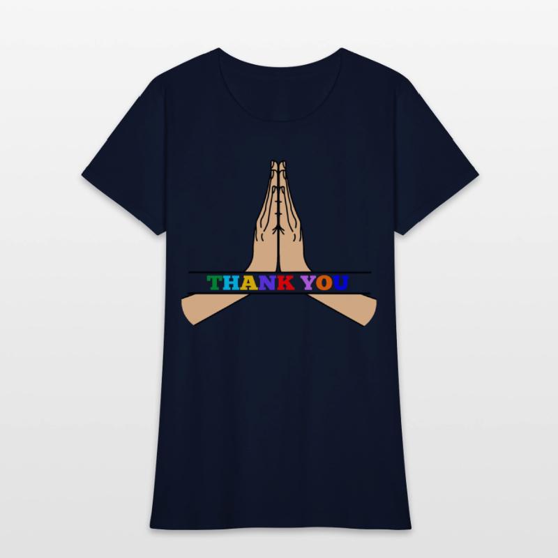 Namaste with colored text in recess 'THANK YOU'