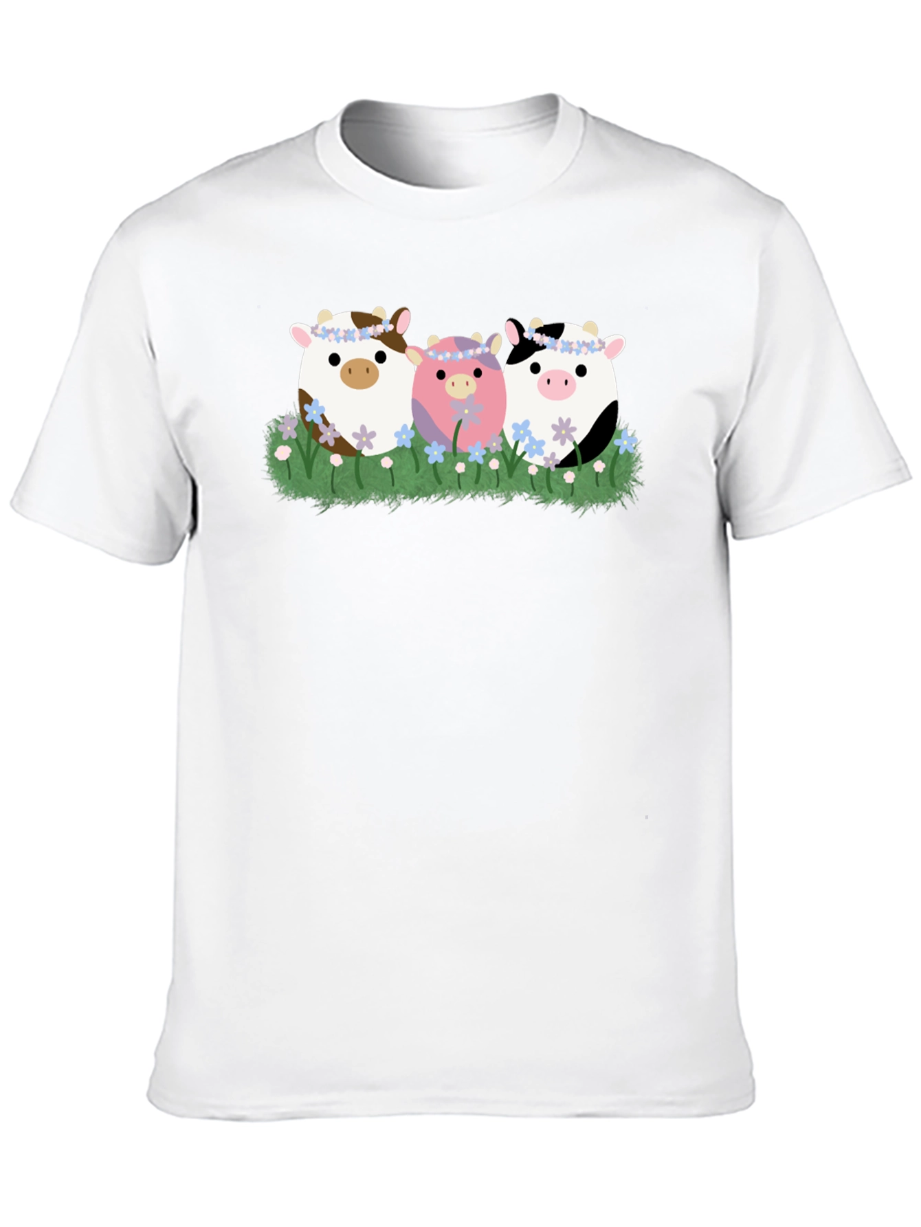 Cute Cow Flower Crown T-Shirt
