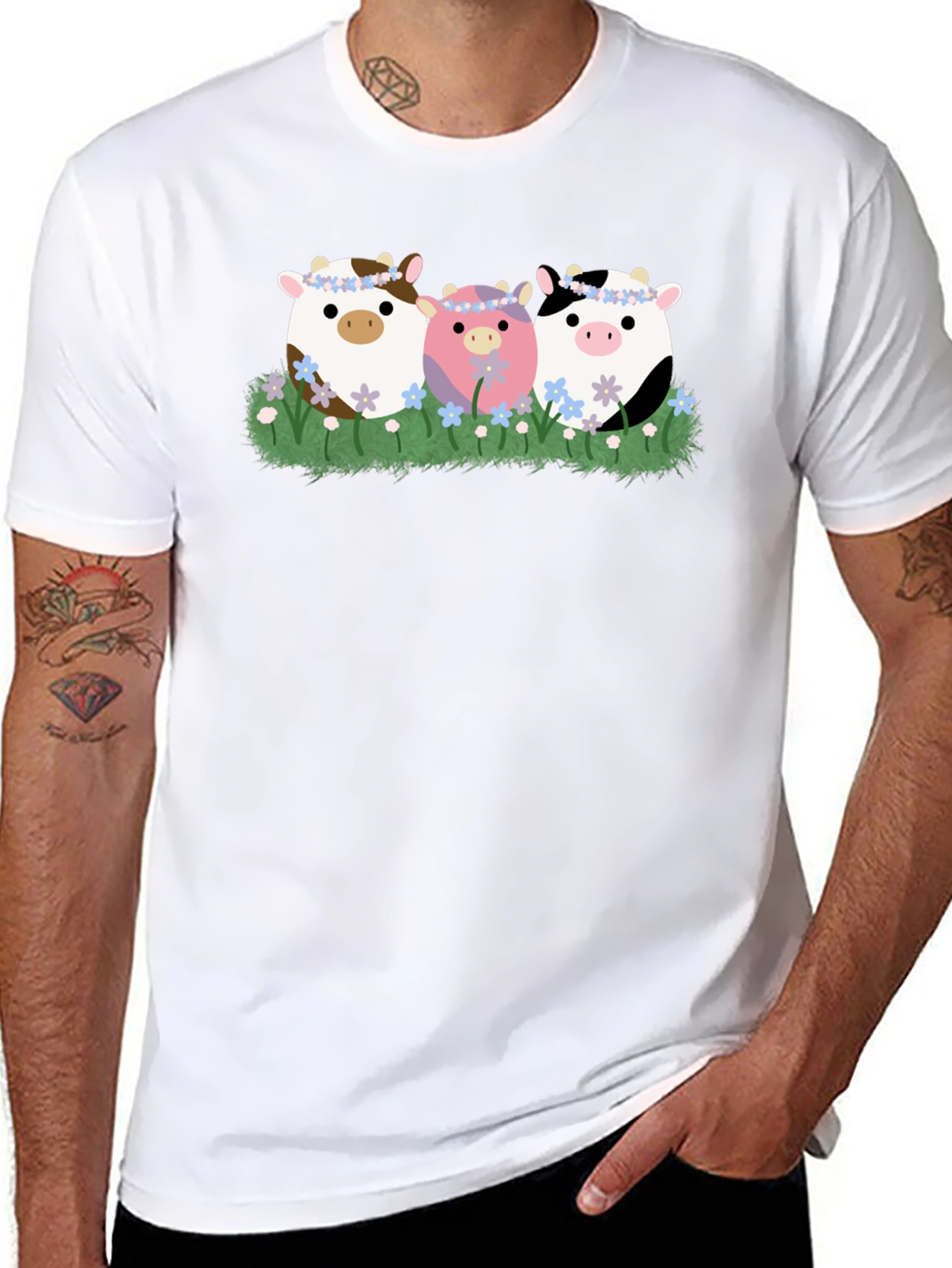 Cute Cow Flower Crown T-Shirt