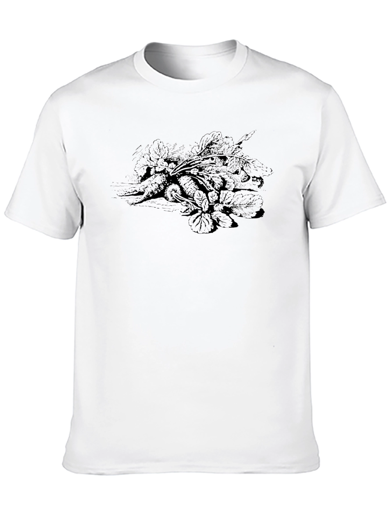 Mens Black T-Shirt with Vegetable Print