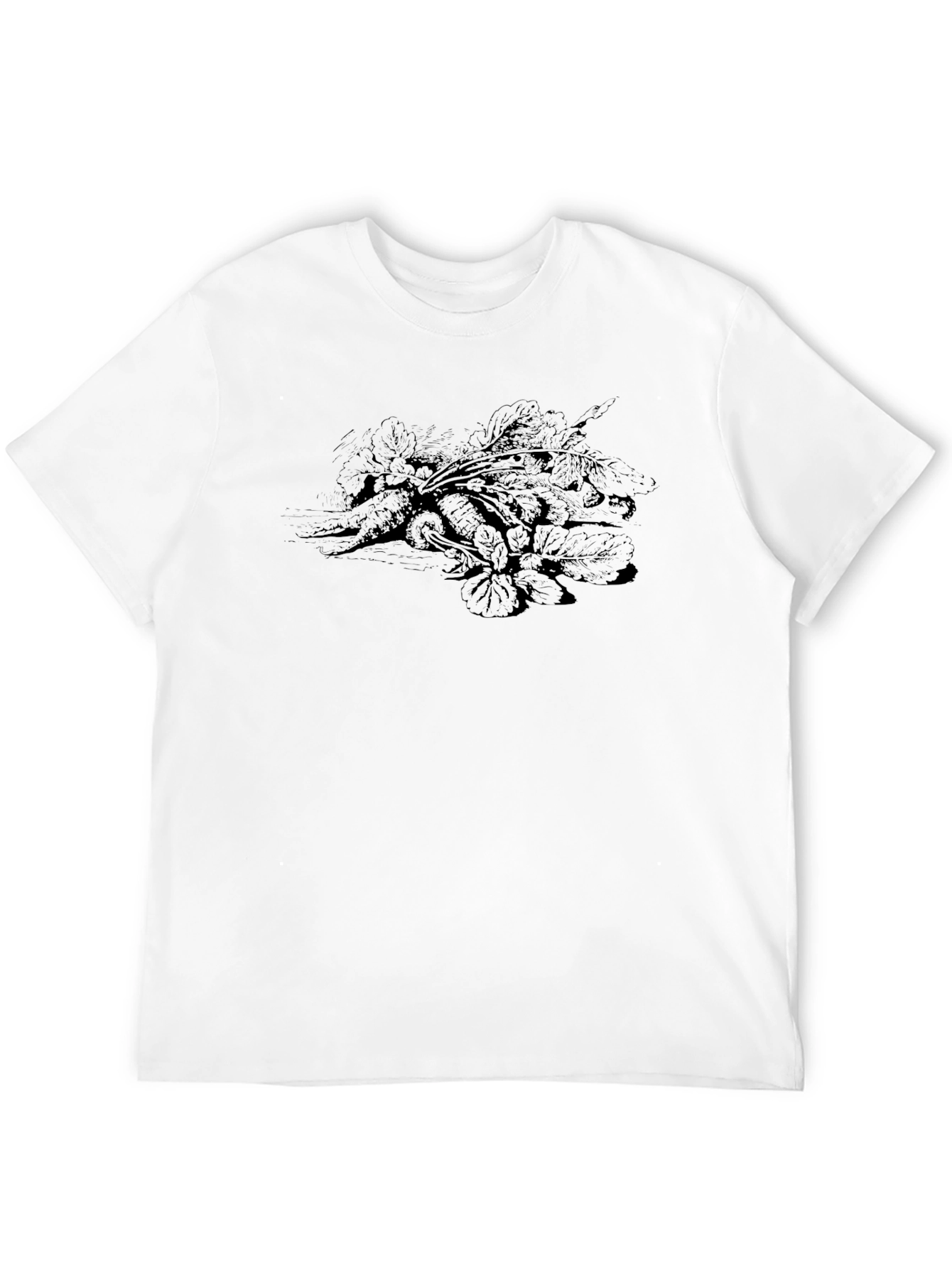 Mens Black T-Shirt with Vegetable Print