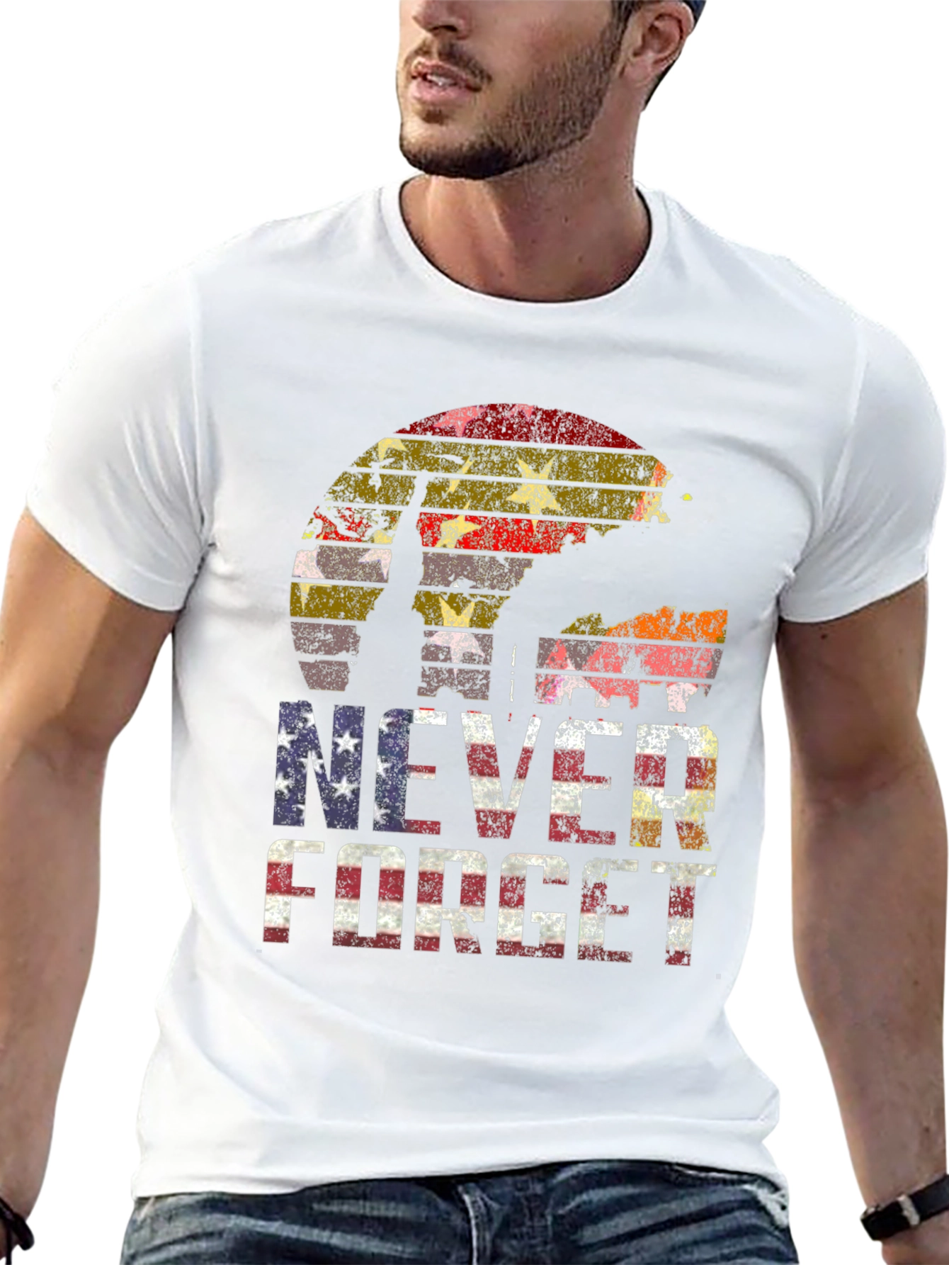 Never Forget T-Shirt 9/11 American Flag Tribute