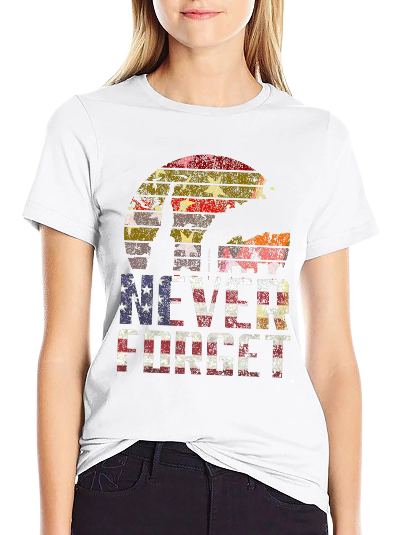 Never Forget T-Shirt 9/11 American Flag Tribute