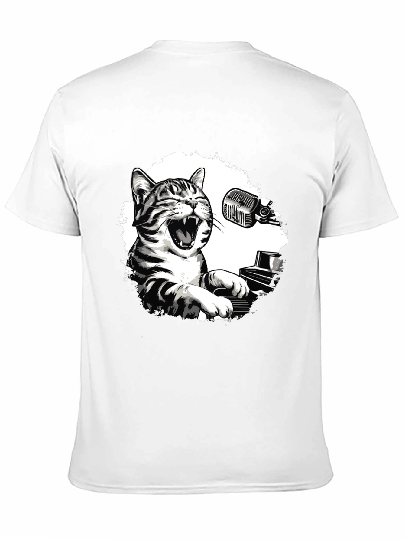 Cool Cat Piano Player Graphic T-Shirt