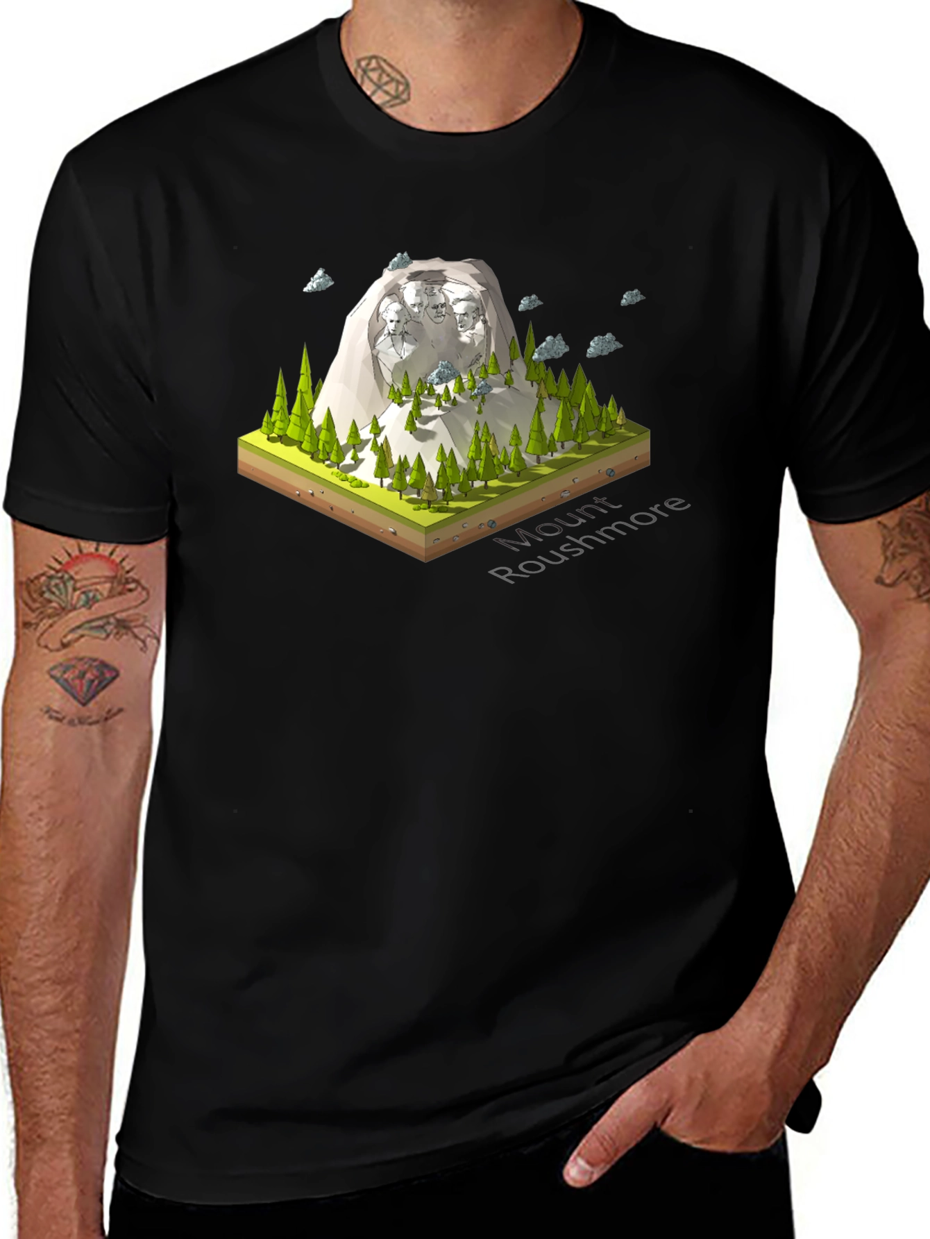 Mount Rushmore Graphic Tee - Black Cotton Blend