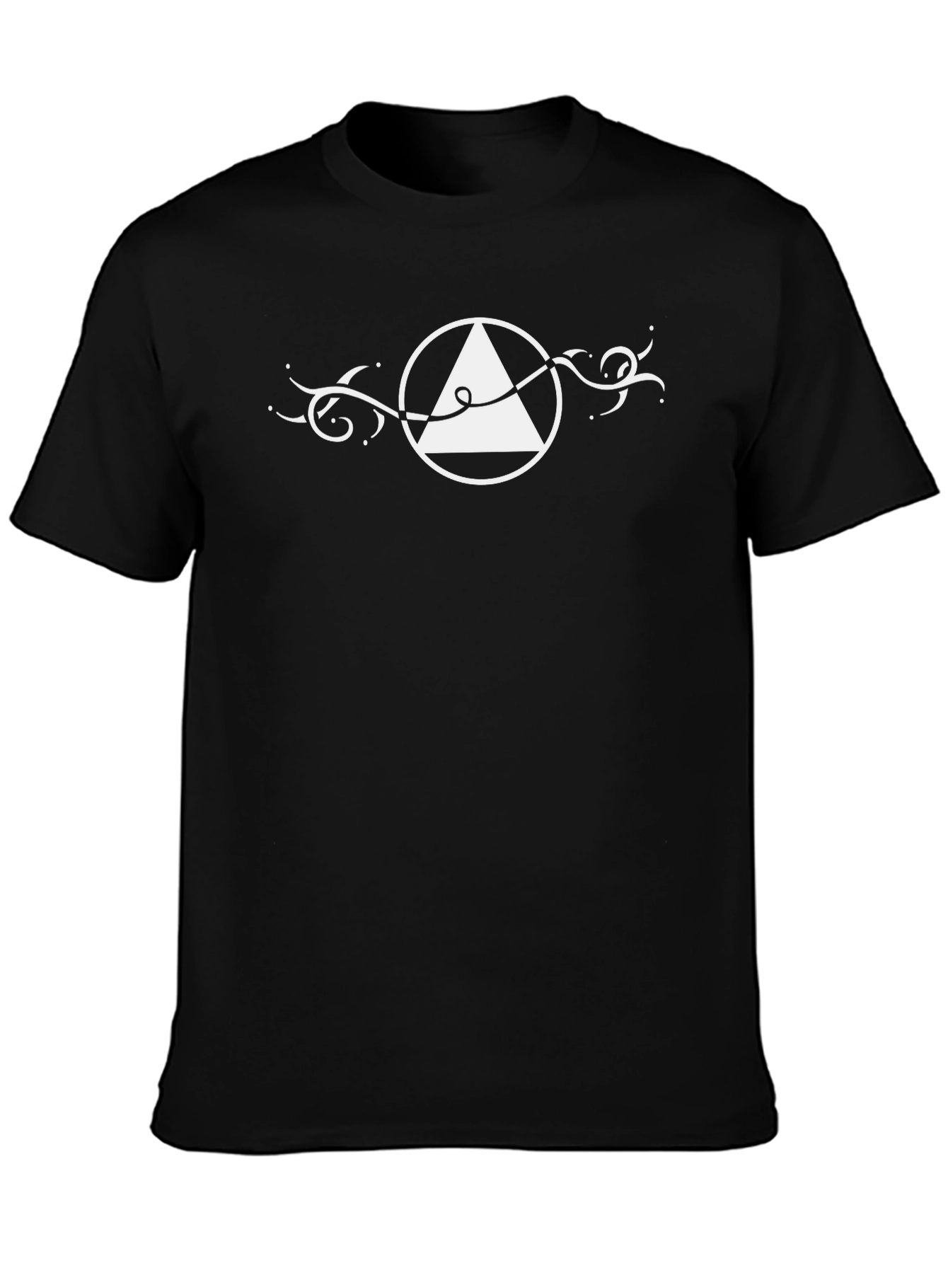 Abstract Triangle Circle Graphic Tee - Black Cotton