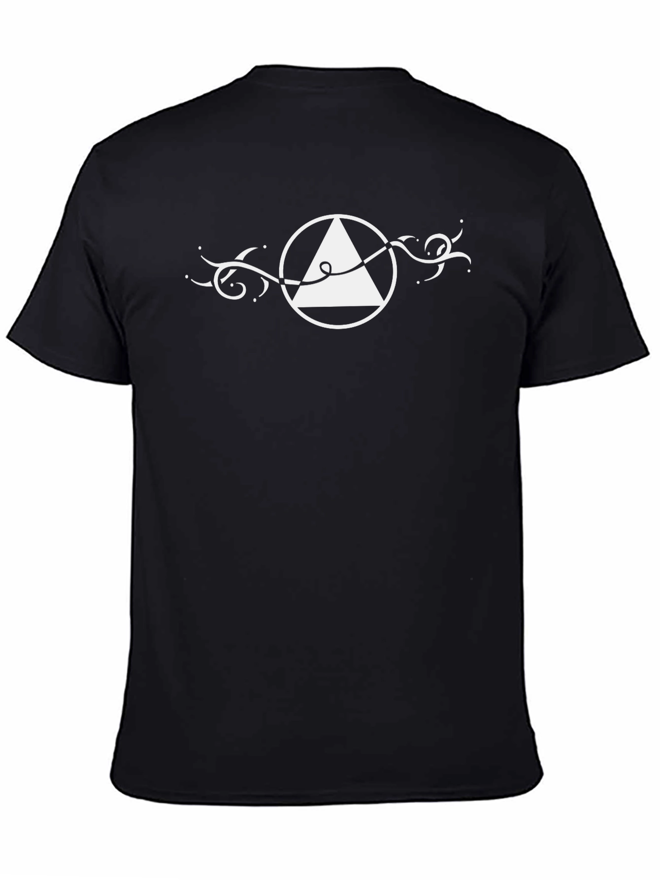 Abstract Triangle Circle Graphic Tee - Black Cotton