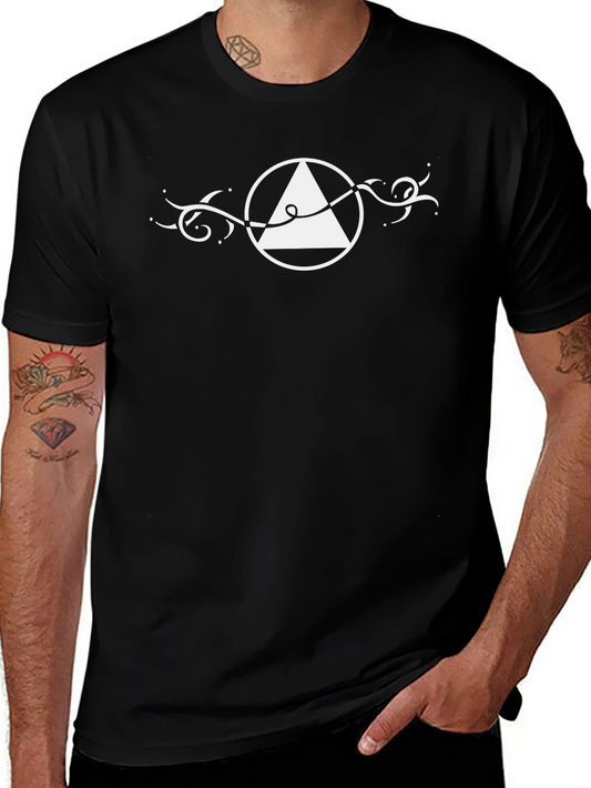 Abstract Triangle Circle Graphic Tee - Black Cotton
