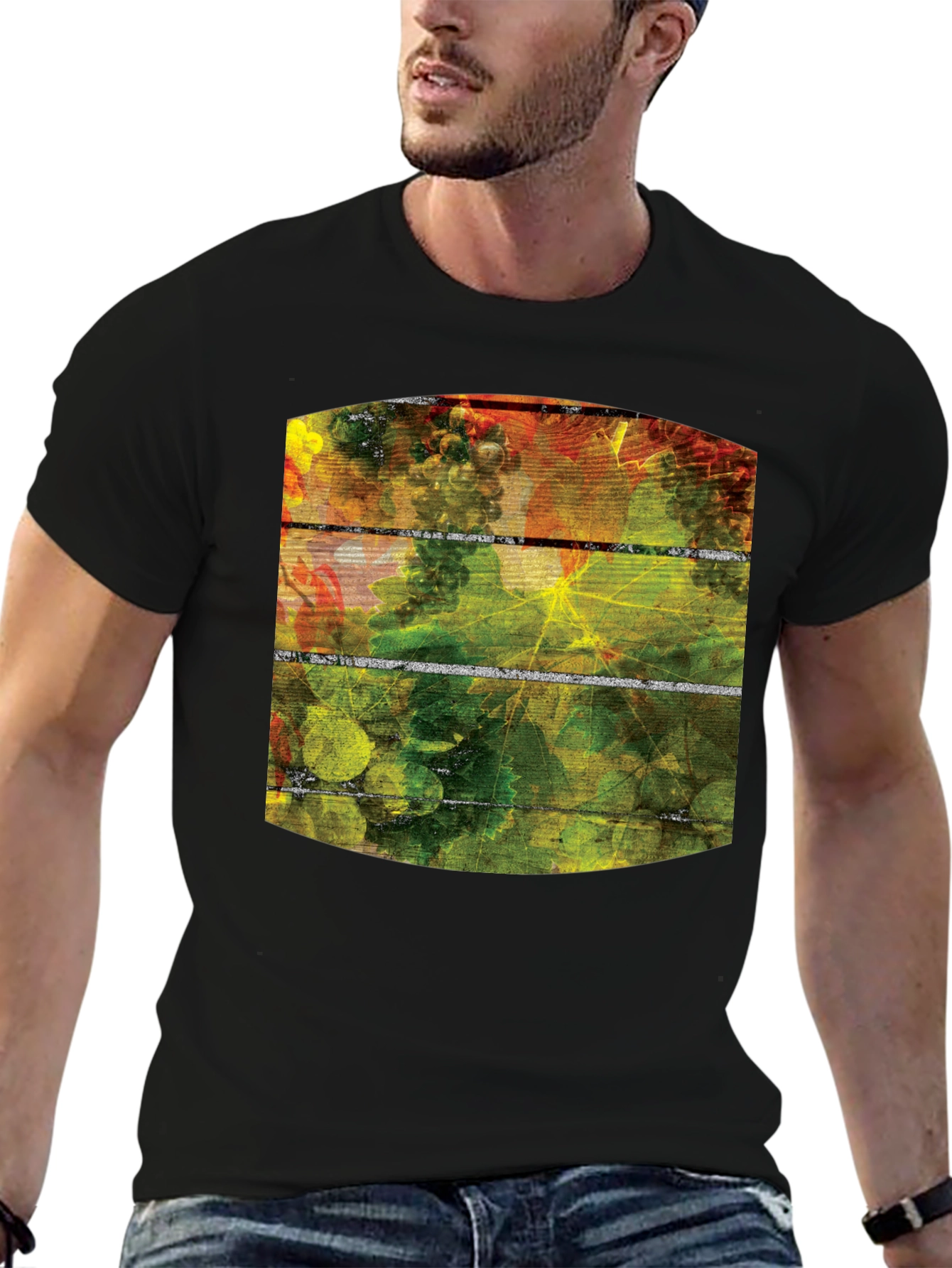 Vineyard Graphic Tee - Black Cotton T-Shirt